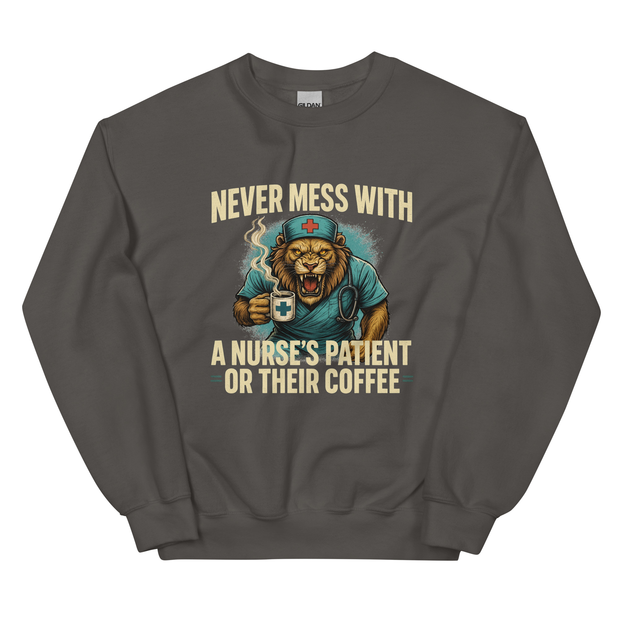 Never Mess With A Nurse's Lion Unisex Sweatshirt - Image 3