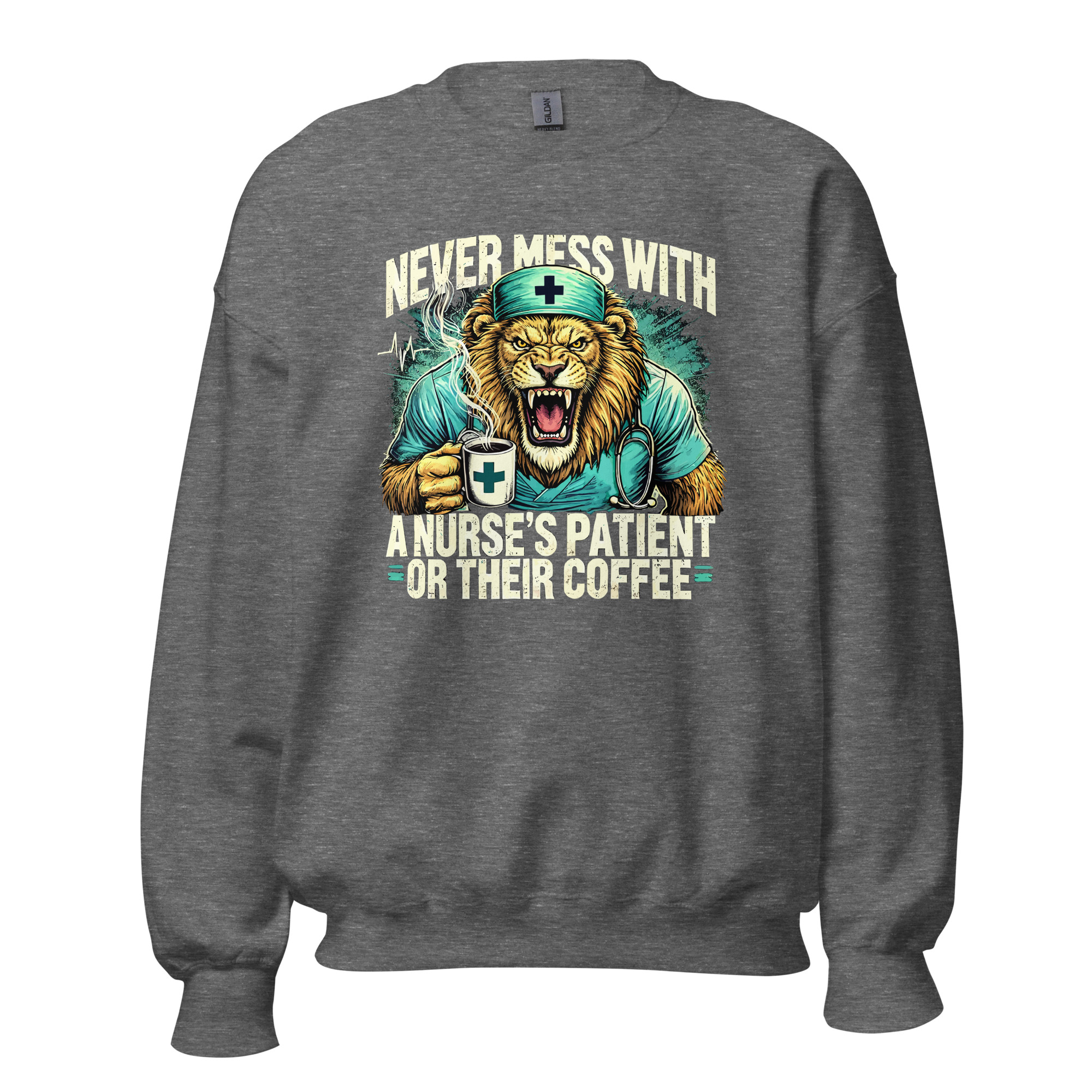 Never Mess With A Nurse's Lion Unisex Sweatshirt - Image 4