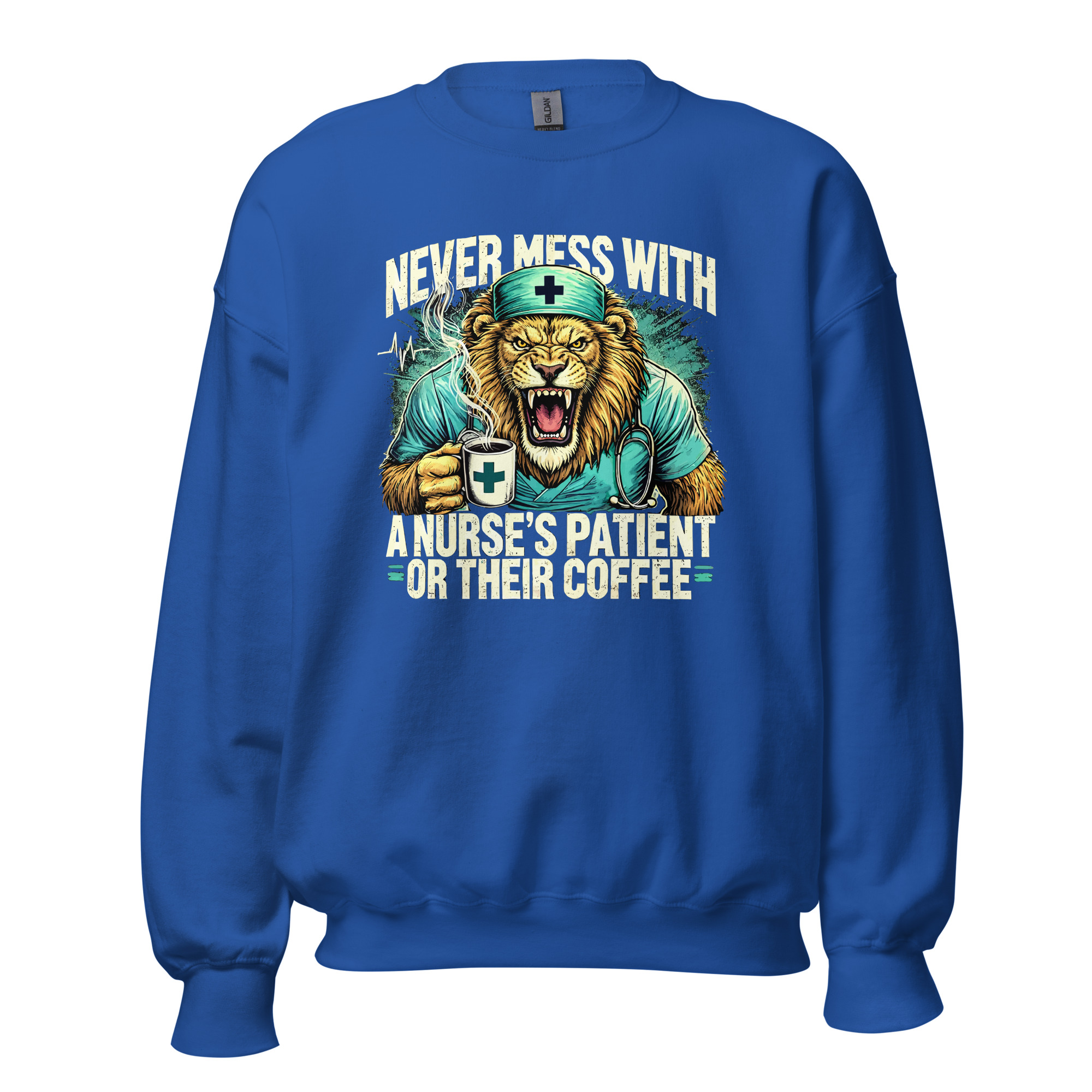 Never Mess With A Nurse's Lion Unisex Sweatshirt - Image 3